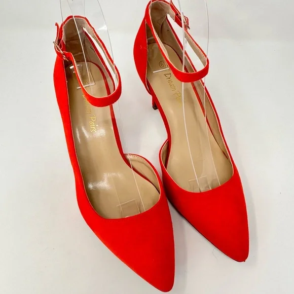 Dream Pairs Women's Red Suede Low Heel Dress Pump - Picture 5 of 11